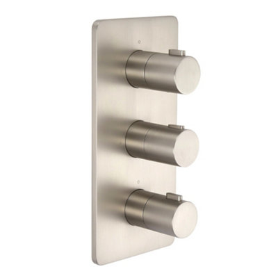Homestylestore Brushed Nickel 2 Outlet Triple Thermostatic Mixer Shower Valve from B&Q