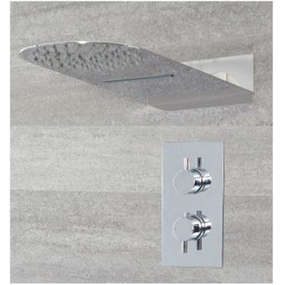 Homestylestore Chrome Thermostatic Mixer Valve 200 X 500mm Wall Mounted Waterblade Shower Head from B&Q