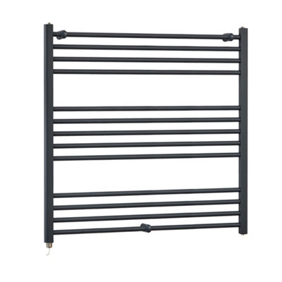 Homestylestore Anthracite Straight Ladder Electric Heated Towel Rail 1000 X 1000mm from B&Q