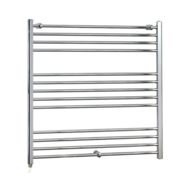 Homestylestore Chrome Straight Ladder Electric Heated Towel Rail 1000 X 1000mm from B&Q