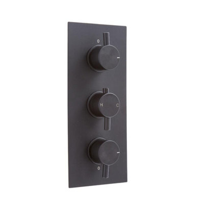 Homestylestore Black 2 Outlet Triple Thermostatic Concealed Mixer Shower Valve from B&Q