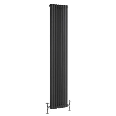 Homestylestore Anthracite Cast Iron Style Vertical Double Column Radiator 1800 X 380mm from B&Q
