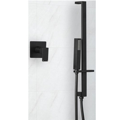 Homestylestore Black Manual Mixer Valve With Hand Shower Riser Rail Kit from B&Q