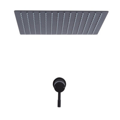 Homestylestore Black Concealed Manual Mixer Shower Valve With 400mm Square Recessed Shower Head from B&Q