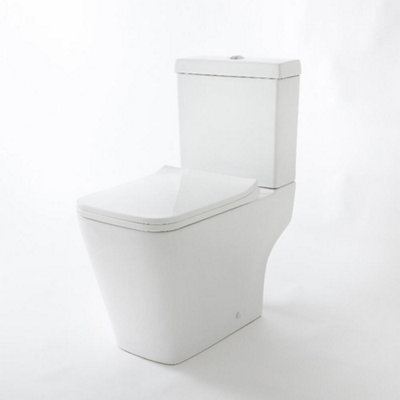 Homestylestore White Close Coupled Toilet And Soft Close Seat With Chrome Flush Button from B&Q