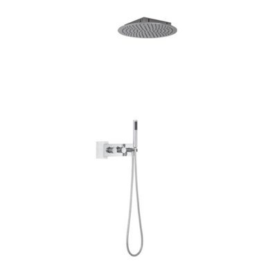 Homestylestore Chrome Thermostatic Mixer Valve 400mm Round Recessed Shower Head And Hand Shower Kit from B&Q