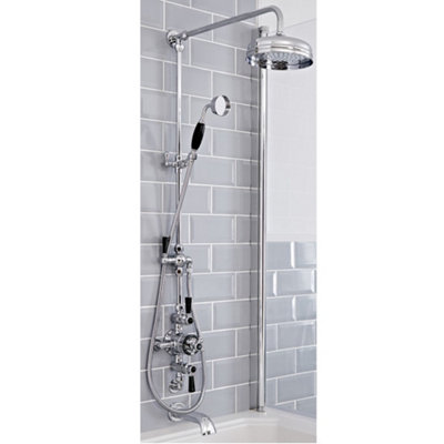 Homestylestore Chrome And Black Rigid Riser With Exposed Thermostatic ValveShower HeadHand Shower And Bath Spout from B&Q