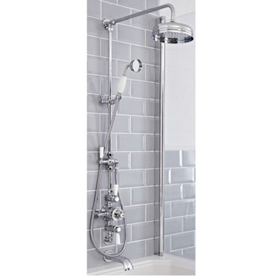 Homestylestore Chrome And White Rigid Riser With Exposed Thermostatic ValveShower HeadHand Shower And Bath Spout from B&Q