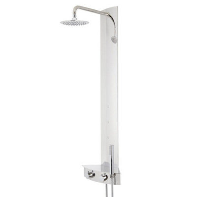 Homestylestore Chrome Corner Thermostatic Shower Tower Panel With Shower HeadHand Shower And Body Jets from B&Q