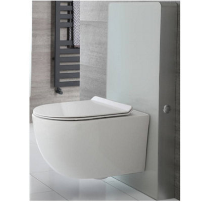 Homestylestore White Toilet Wc Unit With White Wall Hung Rimless Pan 483mm from B&Q