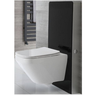 Homestylestore Black Toilet Wc Unit With Wall Hung Rimless Pan 483mm from B&Q