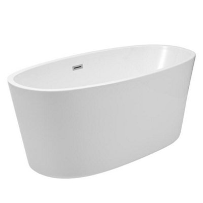 Homestylestore White 1595Mm X 740Mm Bathroom Freestanding Double Ended Oval Bath