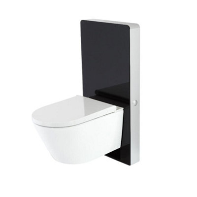 HomeStyleStore Wall Hung Japanese Bidet Toilet Complete Black Wc Unit 483mm from B&Q