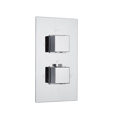 Homestylestore Chrome 1 Outlet Twin Thermostatic Concealed Mixer Shower Valve from B&Q