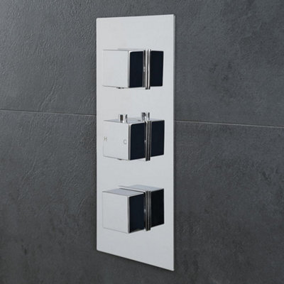 Homestylestore Chrome 2 Outlet Triple Thermostatic Concealed Mixer Shower Valve from B&Q