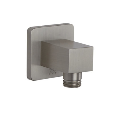 Homestylestore Brushed Nickel Square Hand Shower Outlet Bracket from B&Q