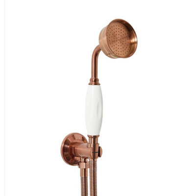Homestylestore Brushed Copper Telephone Style Hand Shower Handset With Outlet Elbow And Wall Bracket from B&Q