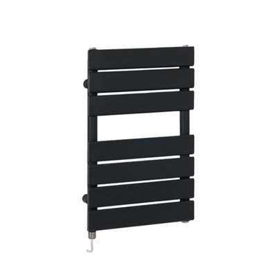 Homestylestore Black Flat Panel Heated Towel Rail Radiator With Simple Heating Element 600 X 400mm from B&Q
