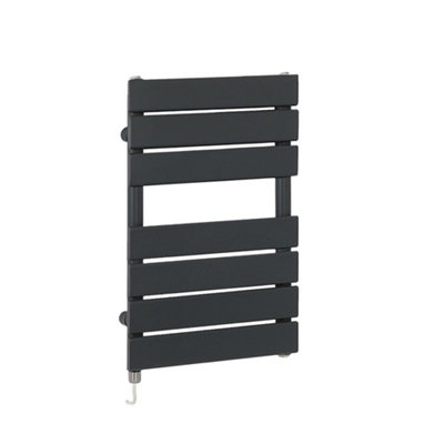Homestylestore Anthracite Flat Panel Heated Towel Rail Radiator With Simple Heating Element 600 X 400mm from B&Q