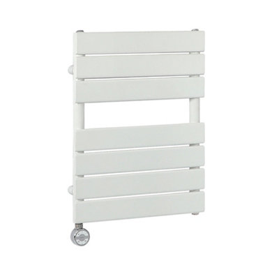 Homestylestore White Flat Panel Heated Towel Rail Radiator With Thermostatic Heating Element 600 X 400mm from B&Q