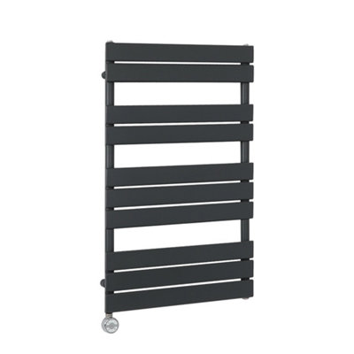 Homestylestore Anthracite Flat Panel Heated Towel Rail Radiator With Thermostatic Heating Element 975 X 600mm from B&Q