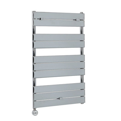 Homestylestore Chrome Flat Panel Heated Towel Rail Radiator With Thermostatic Heating Element 1000 X 600mm from B&Q