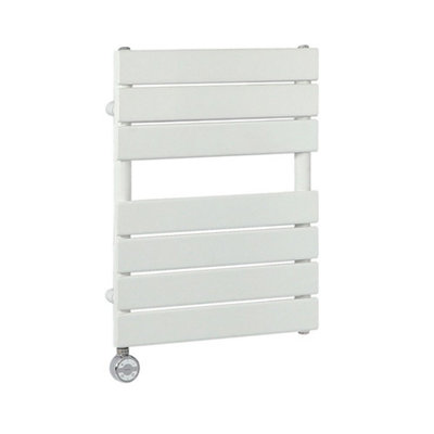 Homestylestore White Flat Panel Heated Towel Rail Radiator Thermostatic Heating Element 600 X 400mm from B&Q