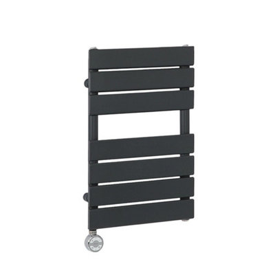Homestylestore Anthracite Flat Panel Heated Towel Rail Radiator Thermostatic Heating Element 600 X 400mm from B&Q