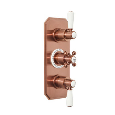 Homestylestore Brushed Copper 2 Outlet Concealed Triple Thermostatic Mixer Shower Valve from B&Q