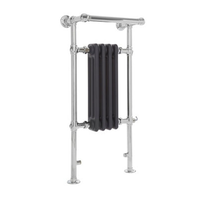 Homestylestore 930 X 452mm Chrome And Anthracite Electric Heated Towel Rail Radiator With Cast Iron Style Insert from B&Q