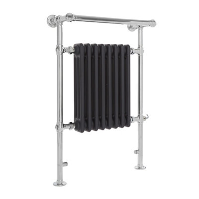 Homestylestore 930 X 620mm Chrome And Anthracite Electric Heated Towel Rail Radiator Cast Iron Style Insert from B&Q