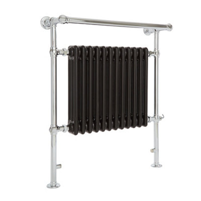 Homestylestore 930 X 790mm Chrome And Black Electric Heated Towel Rail Radiator With Cast Iron Style Insert And Overhanging Rail from B&Q