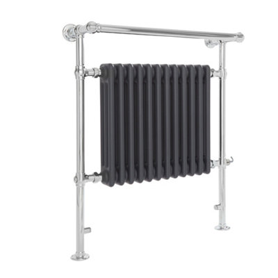 Homestylestore 930 X 790mm Chrome And Anthracite Electric Heated Towel Rail Radiator With Cast Iron Style Insert from B&Q