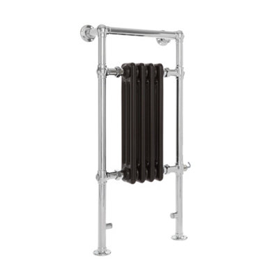 Homestylestore 930 X 452mm Chrome And Black Electric Heated Towel Rail Radiator With Cast Iron Style Insert from B&Q
