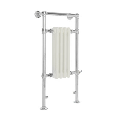 Homestylestore 930 X 452mm Chrome And White Electric Heated Towel Rail Radiator With Cast Iron Style Insert from B&Q