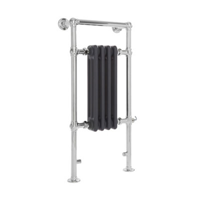 Homestylestore 930 X 452mm Chrome And Anthracite Electric Heated Towel Rail Radiator Cast Iron Style Insert from B&Q