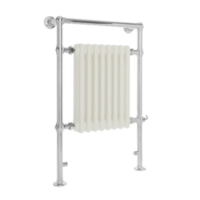 Homestylestore 930 X 620mm Chrome And White Electric Heated Towel Rail Radiator With Cast Iron Style Insert from B&Q