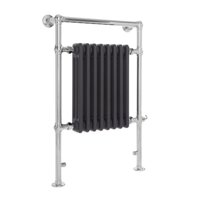 Homestylestore 930 X 620mm Chrome And Anthracite Electric Heated Towel Rail Radiator With Cast Iron Style Insert from B&Q