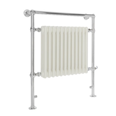 Homestylestore 930 X 790mm Chrome And White Electric Heated Towel Rail Radiator With Cast Iron Style Insert from B&Q