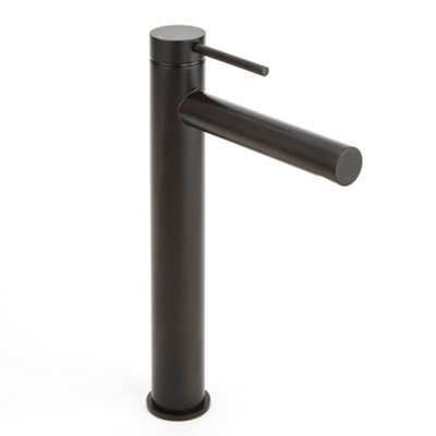 Homestylestore Black High Rise Mono Bathroom Basin Mixer Tap Lever Handle from B&Q