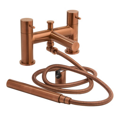 Homestylestore Brushed Copper Bath Shower Mixer Tap Hand Shower Handset Kit from B&Q