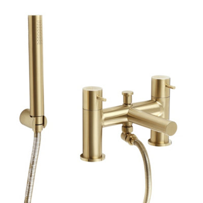 Homestylestore Brushed Brass Bath Shower Mixer Tap Hand Shower Handset Kit from B&Q