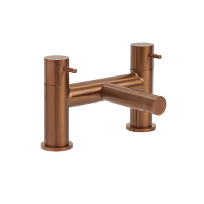 Homestylestore Brushed Copper Bathroom Bath Filler Tap Lever Handles from B&Q