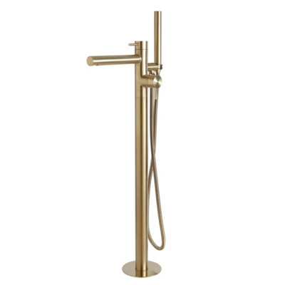 Homestylestore Brushed Brass Freestanding Bath Shower Mixer Tap Hand Shower Handset Kit from B&Q