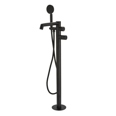 Homestylestore Black Freestanding Thermostatic Bath Shower Mixer Tap Hand Shower Handset Kit from B&Q