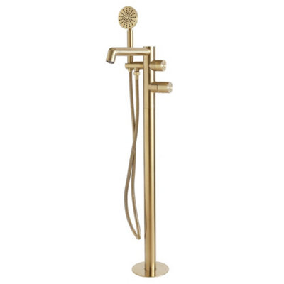Homestylestore Brushed Brass Freestanding Thermostatic Bath Shower Mixer Tap Hand Shower Handset Kit from B&Q
