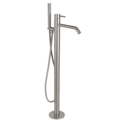 Homestylestore Steel Freestanding Bath Shower Mixer Tap Hand Shower Handset Kit from B&Q
