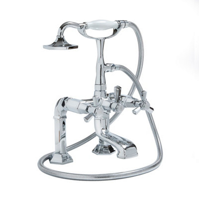 Homestylestore Chrome Art Deco Deck Mounted Bathroom Bath Shower Mixer Tap Crosshead Handles from B&Q