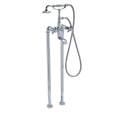 Homestylestore Chrome Art Deco Freestanding Bathroom Bath Shower Mixer Tap Crosshead Handles from B&Q