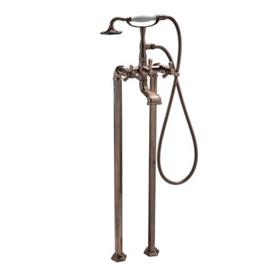 Homestylestore Aged Bronze Art Deco Freestanding Bathroom Bath Shower Mixer Tap Crosshead Handles from B&Q